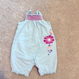 Carter’s Girls Ruffle Onesie - Blue and Pink - 12 months